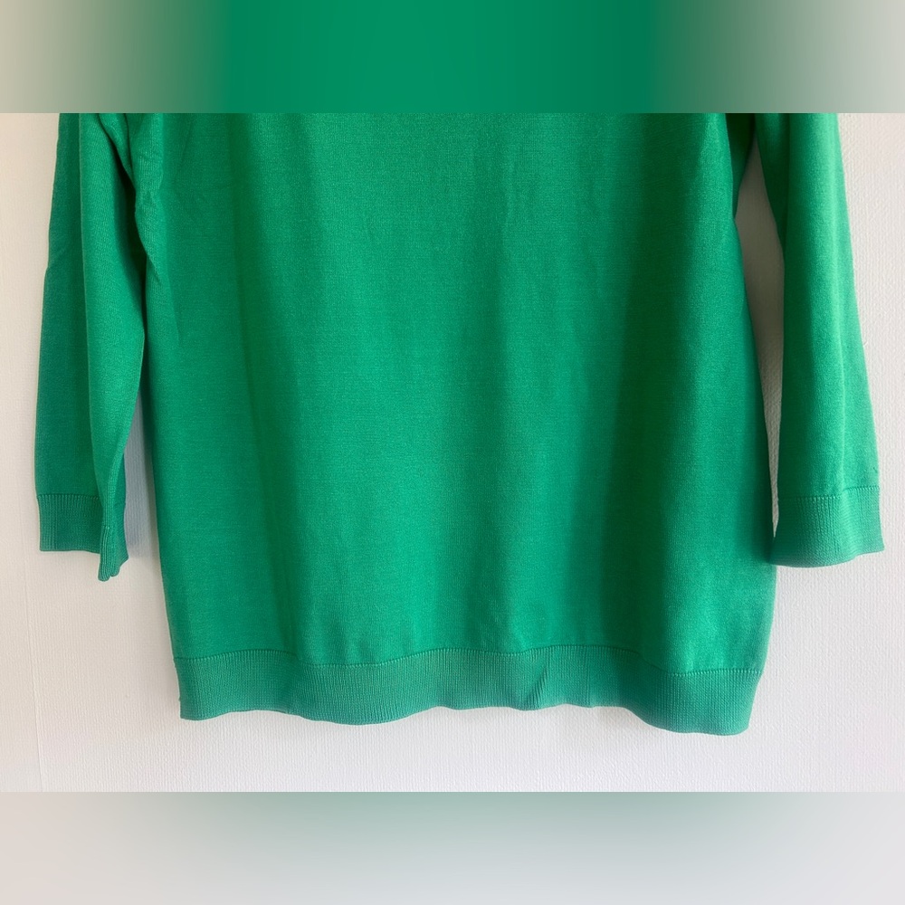 PENDLETON Kelly Green Bow Neck Silk Blend Sweater Retro Preppy Old Money | Sz M - Picture 9 of 12